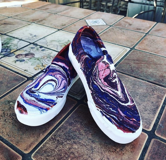 Hydrodip and custom art shoes and phone 