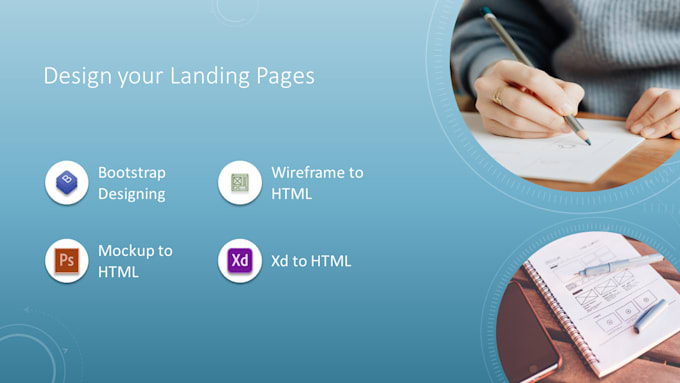 design your landing pages in HTML