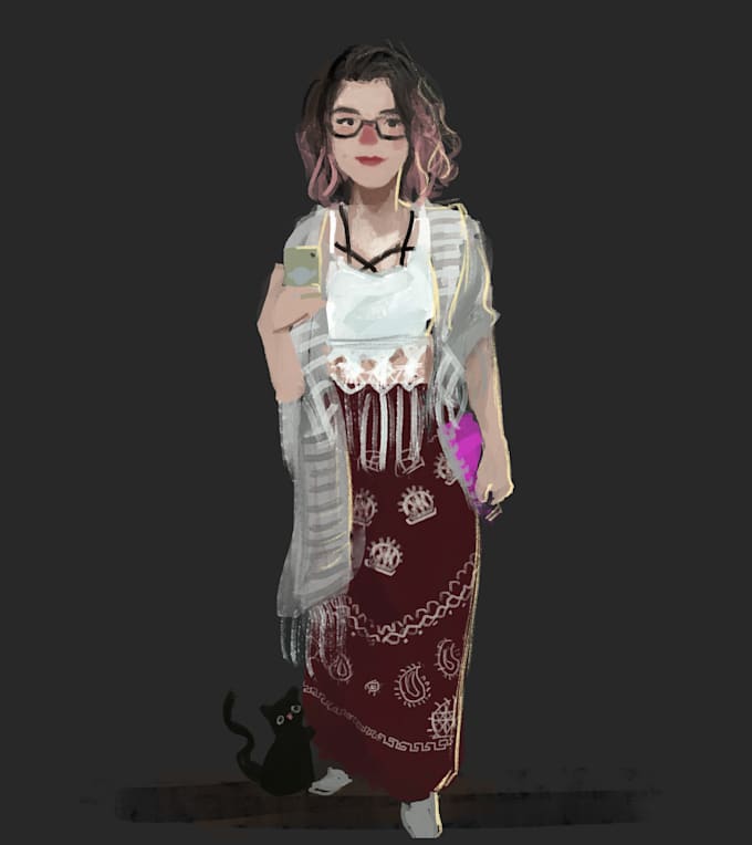draw your mirror selfies in a cute style