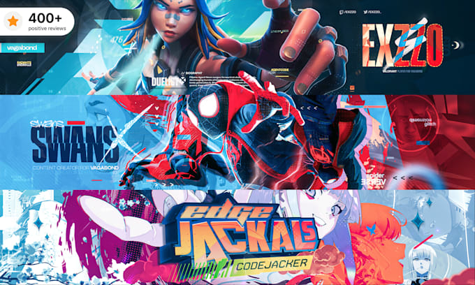 design clean gaming banners for youtube twitch any platform