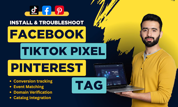 install facebook pixel, tiktok pixel and pinterest tag for conversion tracking