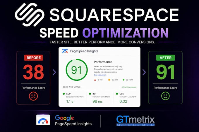 fix squarespace website speed and improve your google pagespeed insights score