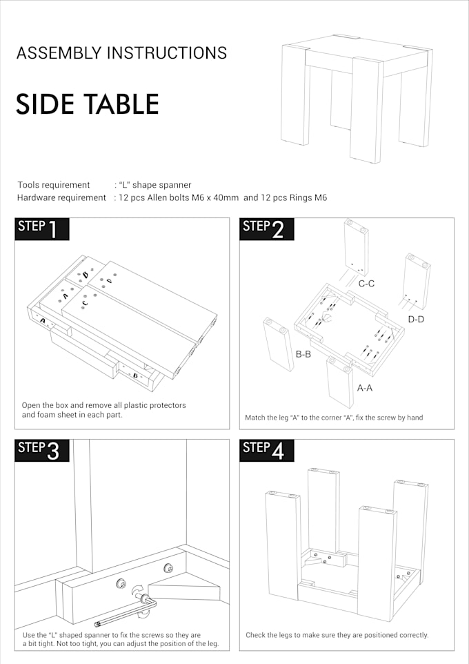 do furniture drawing for manual instruction