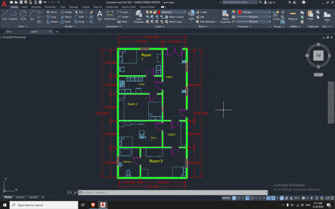 Create a floor plan for you in autocad 2021 by Qazplm2004 | Fiverr