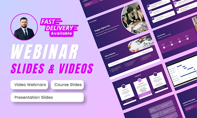create webinar video, presentation slides webinar, course slides and video