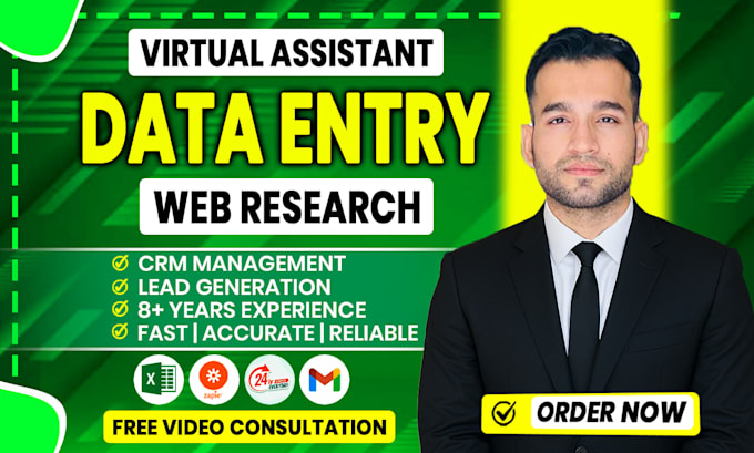 be your virtual assistant for data entry and web research