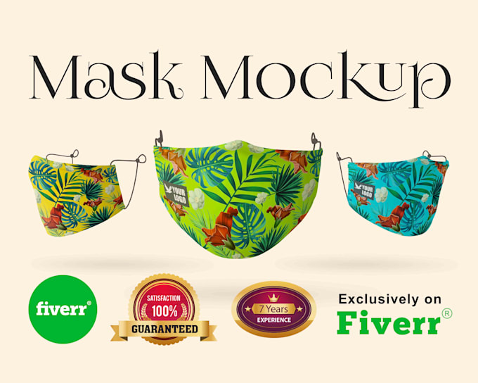 create 3d mask mock up for design and logo in 24 hrs