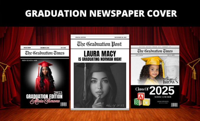 design your graduation newspaper cover and mobile invitation
