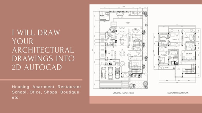 draw your architectural drawing into 2d autocad