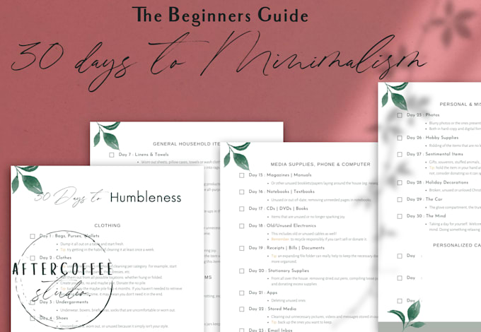 Send you the printable checklist of 30 days to minimalism by ...