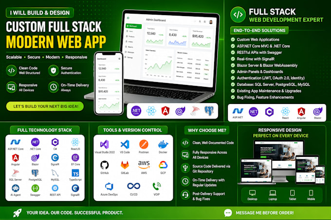 design and build custom full stack modren and full responsiveness web app