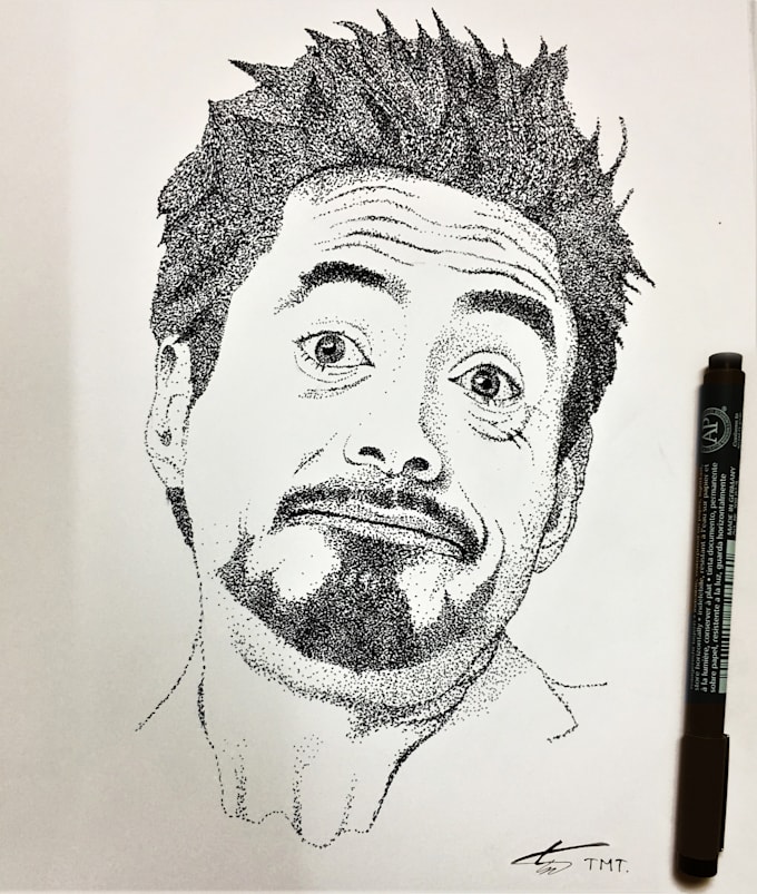 photo Black Pen Drawings Portrait make a nice dotted portrait drawing