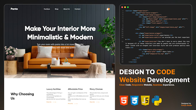 convert your figma, PSD design into a responsive website