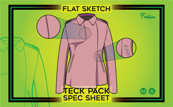 design clothing fashion flat sketch tech pack spec sheet