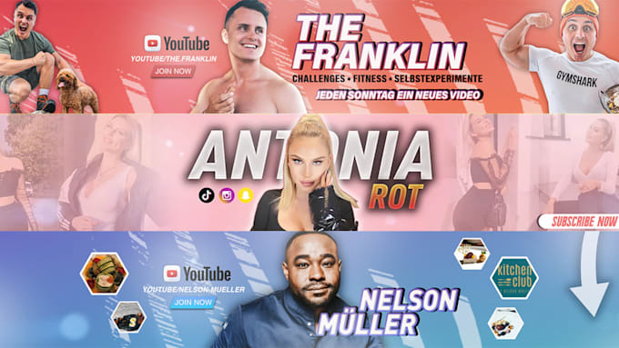 design a professional custom youtube banner