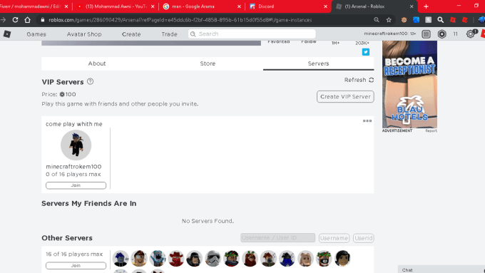 Be Your Coach Roblox Arsenal By Mohammadawni Fiverr - arsenal roblox discord server