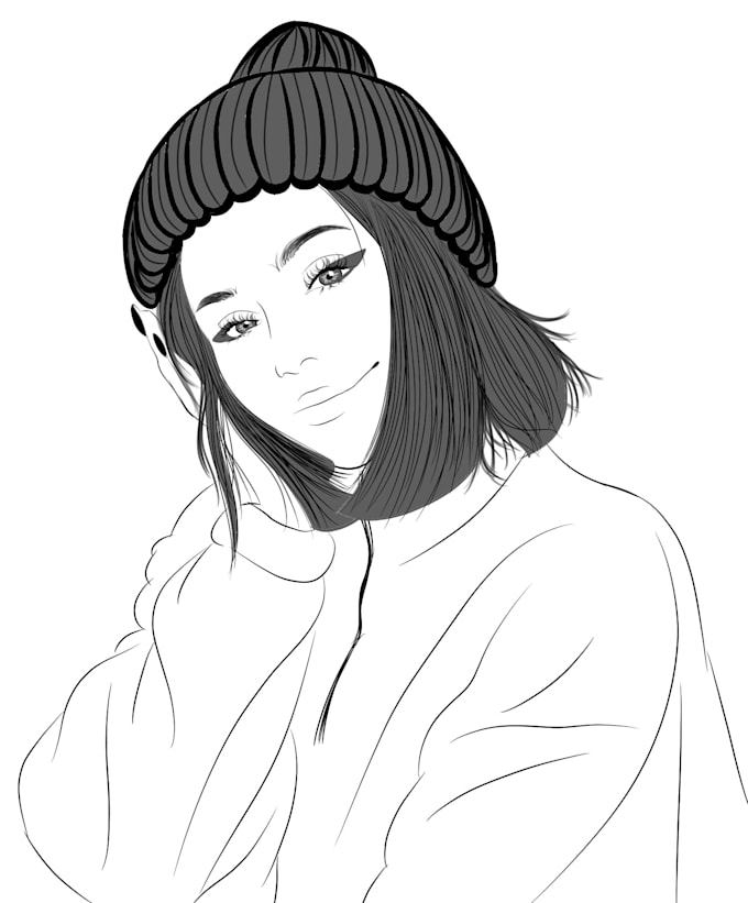 Draw black and white portrait illustration by Miself Fiverr