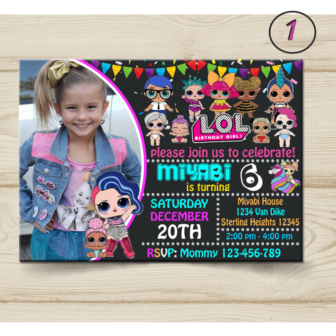 Invitaci n de fiesta de cumplea os sorpresa de mu ecas lol de dise o