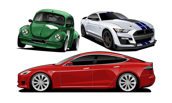 Big Deals! I will draw your car into amazing vector cartoon illustration  for $5