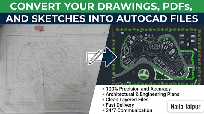 convert PDF, sketches, and images to autocad dwg dxf