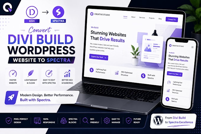 convert divi wordpress website to spectra