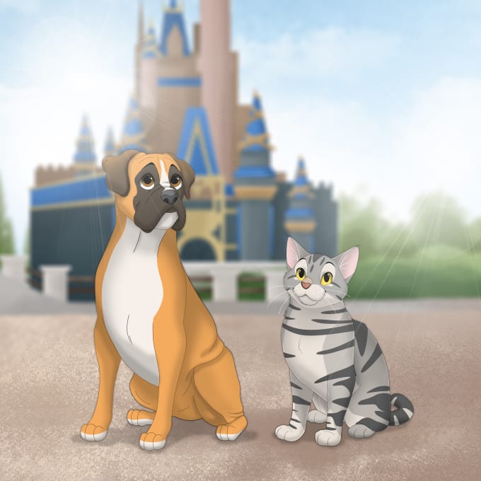draw pet portrait into cartoon disney