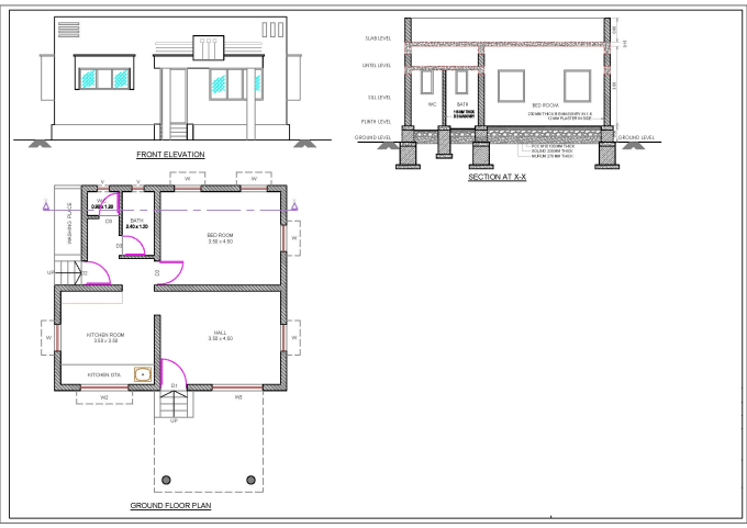 Create autocad floor plans section elevations by