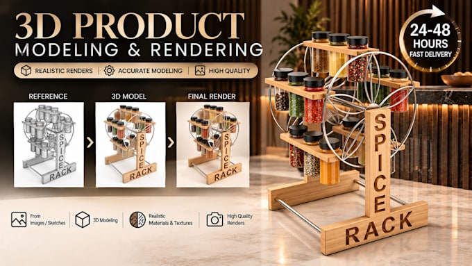 3d realistic product design model and render
