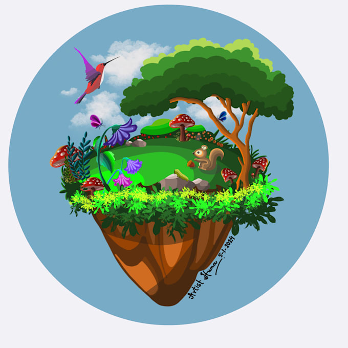 draw the landscape or scenery illustration