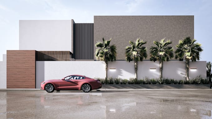 render 3d house, building exterior views