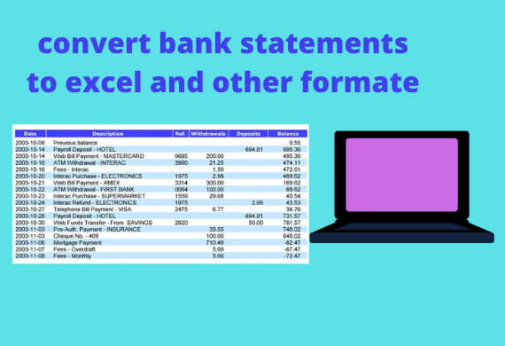 Convert your bank statement from pdf to excel by Businesstecies | Fiverr