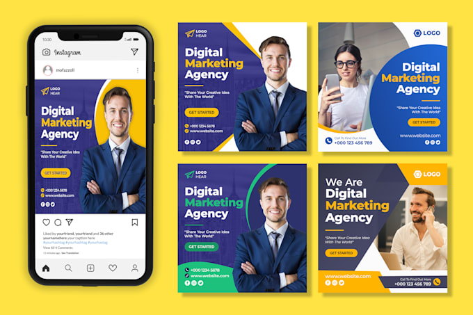 design 15 unique instagram post, facebook post, insta post, fb post, banner ads