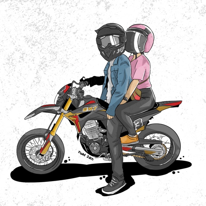 Draw cartoon motorcycle based on your photo by Zain_caricature Fiverr