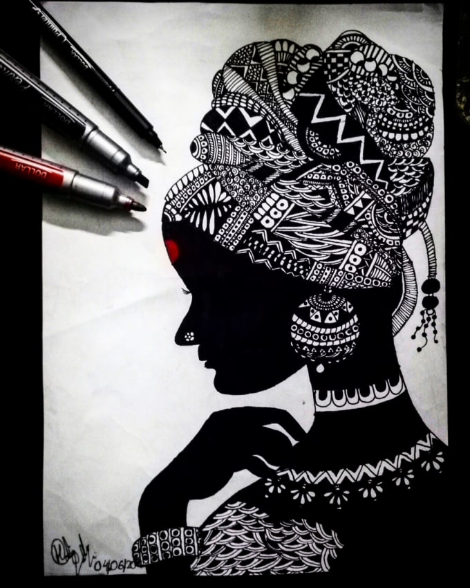Hand draw a zentangle portrait or cartoon doodle by Syedahadia