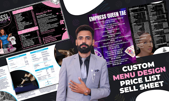 create price lists, sell sheets, and menu designs