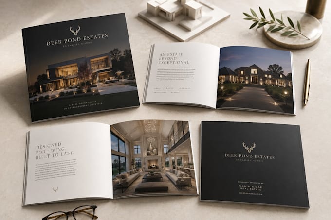 design and layout luxury real estate property brochure for listing or marketing