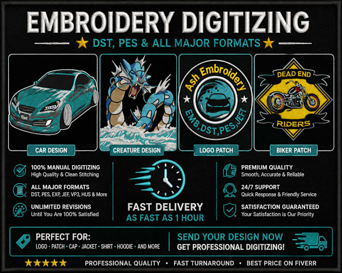do embroidery digitizing for embroidery design, embroidery patch into dst pes