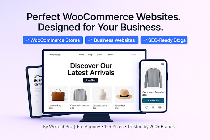 build wordpress website, ecommerce design, woocommerce online store, blog