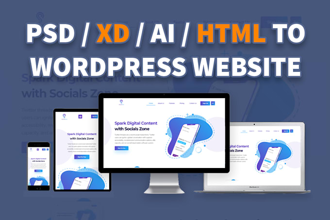 convert psd or xd to wordpress website with elementor pro