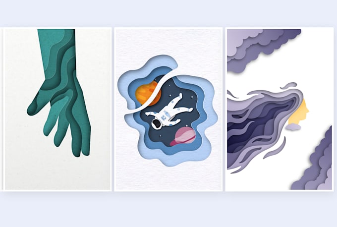 design illustrations in papercut style for you