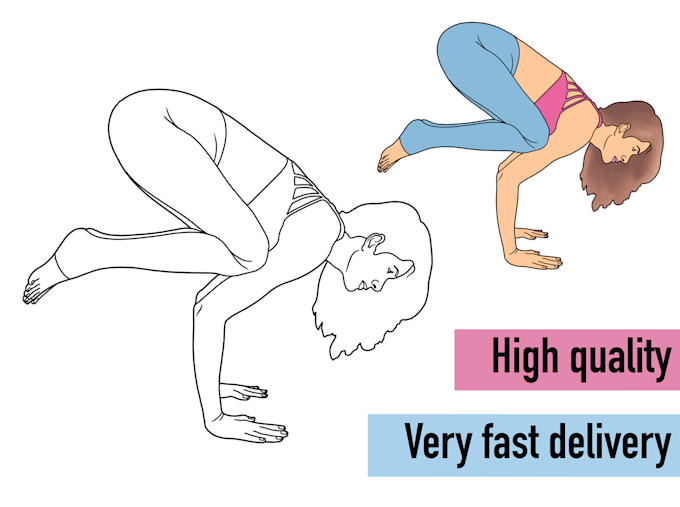 draw professional yoga or any other pose illustrations