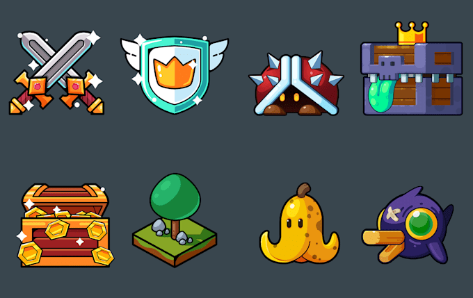 create 2d mobile game icons and items
