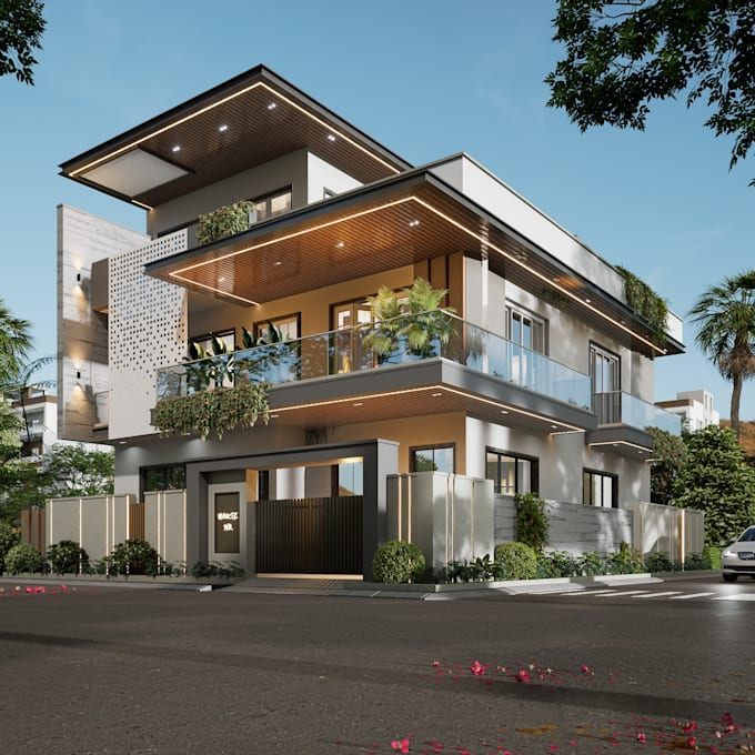 create 3d exterior model and realistic render
