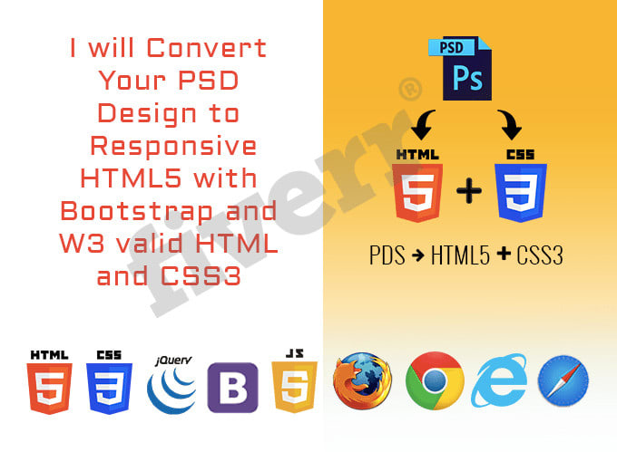 Convert you psd, jpg, png to responsive html5 with bootstrap by ...