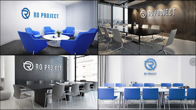 Download Mockup Your Logo Artwork Brand On 8 Office Interiors By Roproject Fiverr