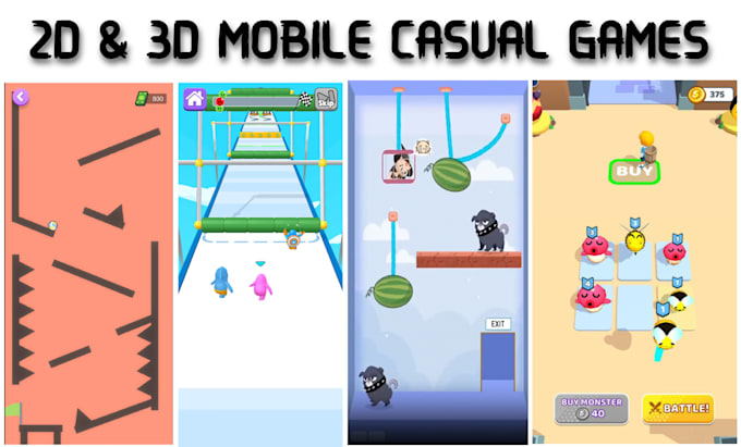 create 2d and 3d mobile game in unity or cocos creator