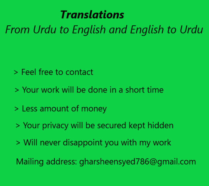 Professionally translate urdu into english by Bilal_gharsheen Fiverr