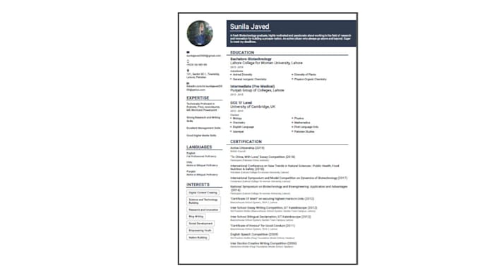 Create a cv or resume clients will love by Sunila_javed | Fiverr