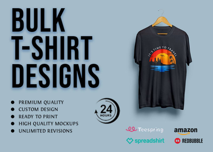 Create bulk t shirt designs for merch, teespring by Graphic60 | Fiverr