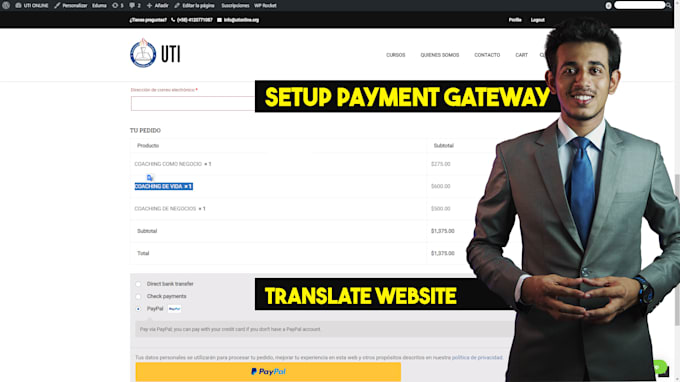 translate and set up your wordpress website